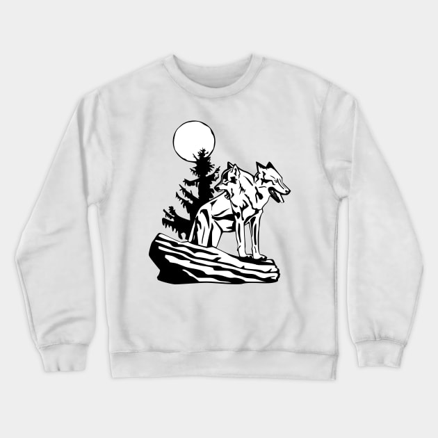Two-headed Wolf Crewneck Sweatshirt by Killer Rabbit Designs